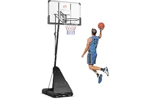 Goplus Basketball Hoop Outdoor, 4.9-10 FT Quickly Height Adjusted Basketball Goal System with 44 Inch PC Backboard, Basketbal