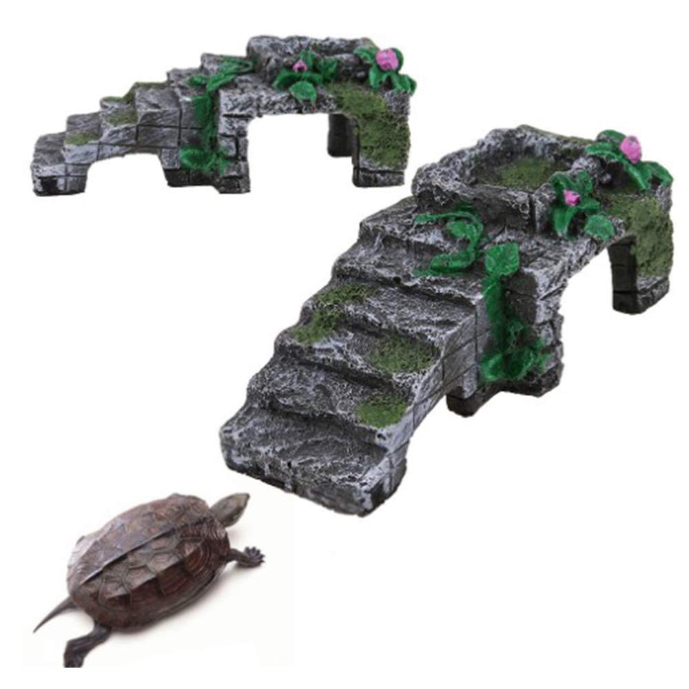 1pcs Simulation Rocks Reptile Hideout, Reptile Breeding Box Shelter Habitat, Reptile Habitat Decor Hideaway, Turtle Basking Platform with Rock Ladder, for Aquarium Tank