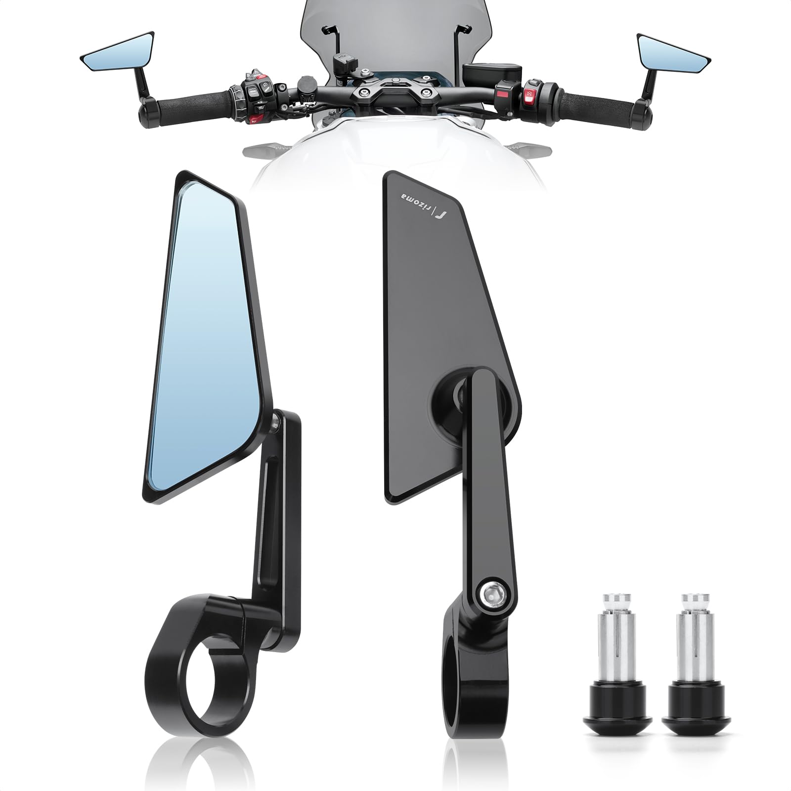 Photo 1 of RIDLOG Motorcycle Bar End Mirrors 7/8" 22mm Handlebar Mirror CNC Aluminum Universal Rear View Side Mirror Fit for Ninja Z900 Honda Grom Yamaha Suzuki Ducati Cruiser Most Motorcycle Scooter Sports Bike