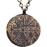 Baldur Jewelry - Double Sided Vegvisir/Aegishjalmur - A Viking Compass Necklace and Protection Pendant Amulet Talisman With Chain - Viking Gifts for Men - Viking Jewelry for Men - Viking Necklace