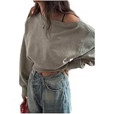 SweatyRocks Women's Off The Shoulder Sweatshirt Casual Long Sleeve Pullover Crop Tops