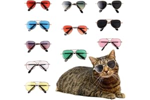 Vctitil 11 Pcs Dog Cat Sunglasses Reflection Pet Glasses Photo Props Eyewear Multicolor Cosplay Glasses Dolls Sunglasses Pet Accessories