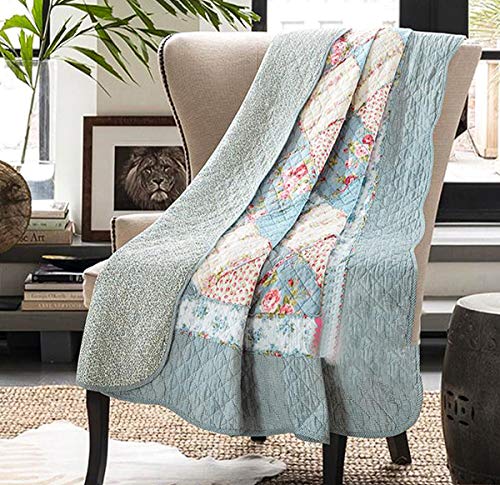 Cozyholy-Original-Design-Coverlets-Quilted-Blanket-100-Cotton-Bed-Cover-Throw-Quilt-for-Twin-Bed-Shallow-Sea