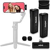 Movo Wireless Mini DI Duo Wireless Microphone - iPhone Video Recording Mic with Lavalier Mic, 10 HR Battery, 164FT Range