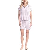 Goodnight Kiss Chic Women's Pajama Set - Soft 2 Piece Button Down Shirt and Sleep Shorts