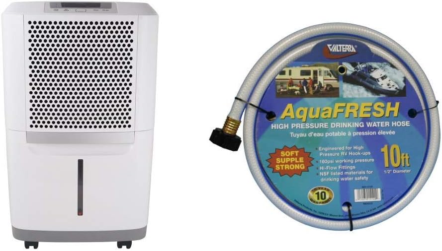 Frigidaire FAD704DWD Energy Star 70-pint Dehumidifier with Effortless Humidity Control, White & Apex, REM-15, Connector Hose, 5/8-inch by 15-feet ,(Colors may vary)
