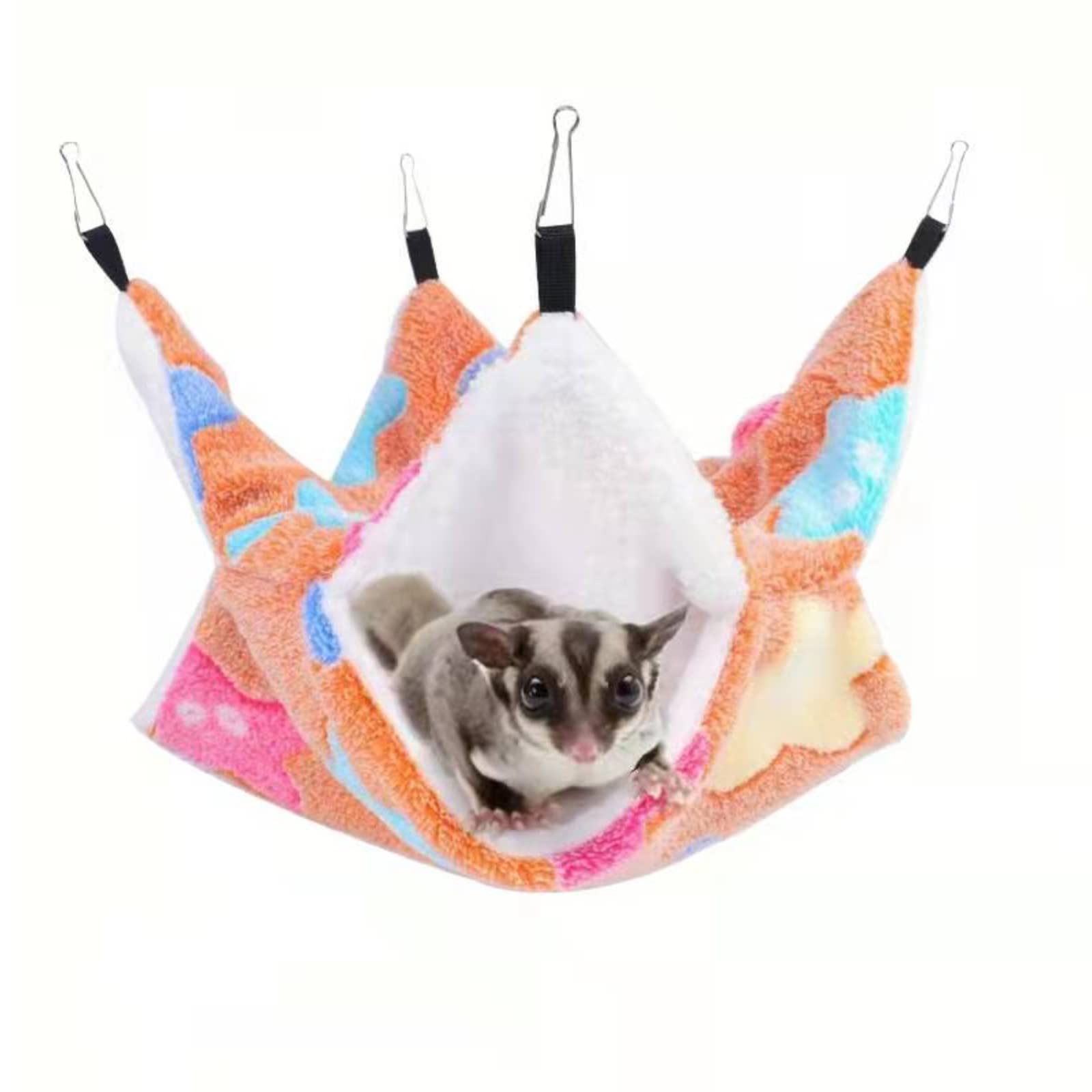 QeeHeng Small Animal Hanging Hammock, Double-Layer Pet Cage Hammock for Ferret Rat Sugar Glider and Other Small Pets, Brown