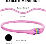 Ainiv Four-Digit Cable Lock 65cm Anti-Theft Bicycle Lock Pink view 2