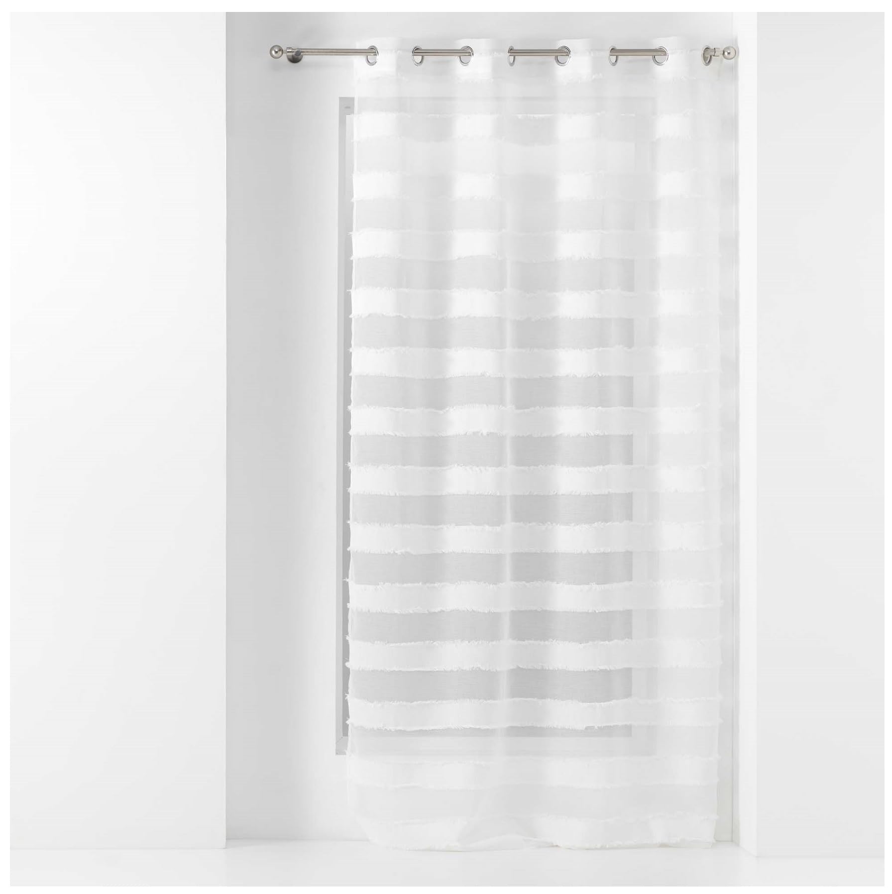 Douceur d'Intérieur, Lalina Net Curtain with Eyelets 140 x 260 cm White Sandblasted Cut Thread