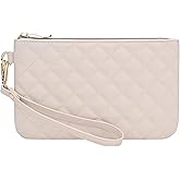 GAYI URBAN Quilted Wristlet Purse for Women, Vegan Leather Wristlet Pouch Zip Clutch Bag, Evening Clutch Purse with strap