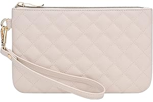 GAYI URBAN Quilted Wristlet Purse for Women, Vegan Leather Wristlet Pouch Zip Clutch Bag, Evening Clutch Purse with strap