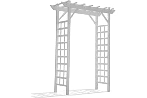 DURATREL Dura-Trel Providence Arbor, Vinyl Garden Archway for Outdoors, 64" x 85", White - Backyard Decorative Arch for Pathways and Entrances with Trellis Sides for Climbing Plants, Vines & Flowers