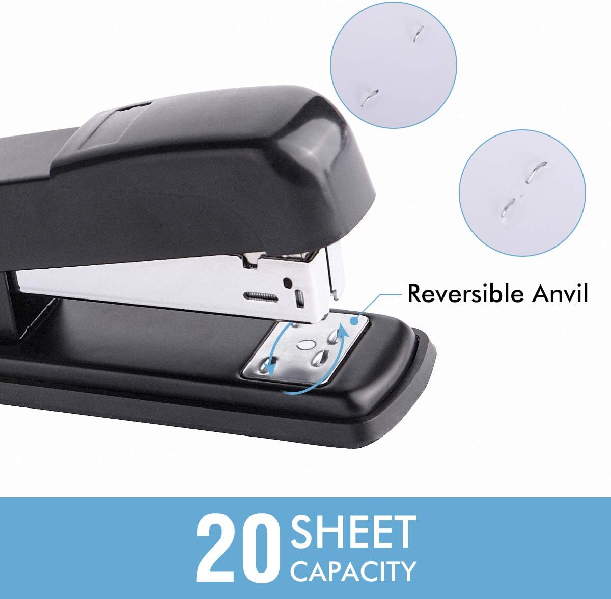 UNooMe Executive Office Desktop Stapler - 6 Pack Metal Desk Stapler with 6000 Staples Commercial Standard Stapler with 20 Sheet Capacity Reduced Effort Spring Powered Stapler : Office Products