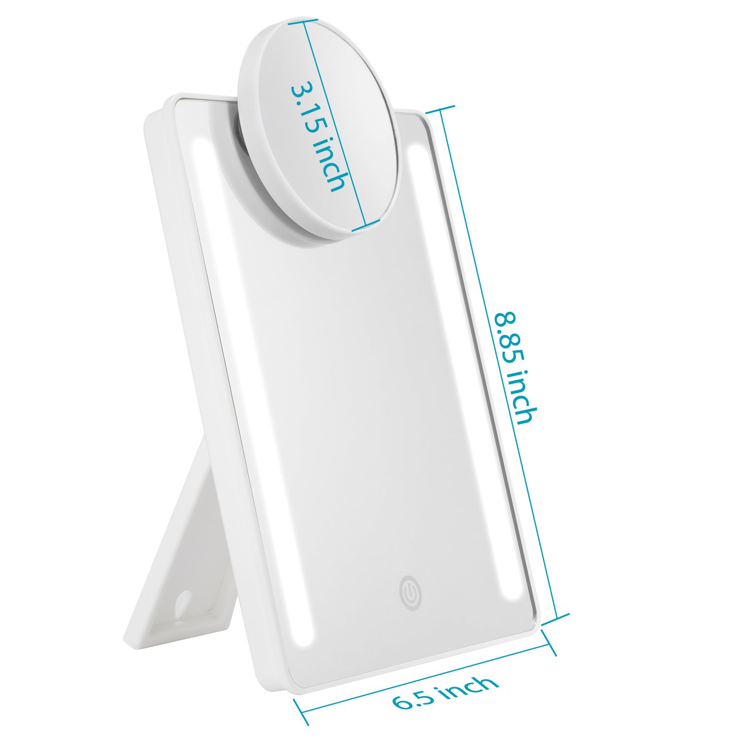 eNilecor Lighted Vanity Makeup Mirror with 10X Magnifying Spot Mirror 180° Rotation Stand for Countertop Travel Dimmable, Portable, Foldable Cosmetic Mirror, USB and Battery Charging