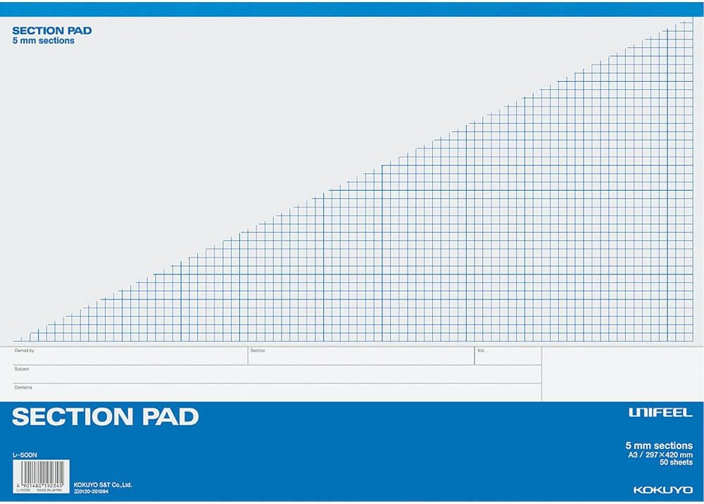 Amazon Com Through 500 Section Pad Unifeel A3 5mm Grid Kokuyore 50 Sheets Ruled Separately Japan Import Office Products