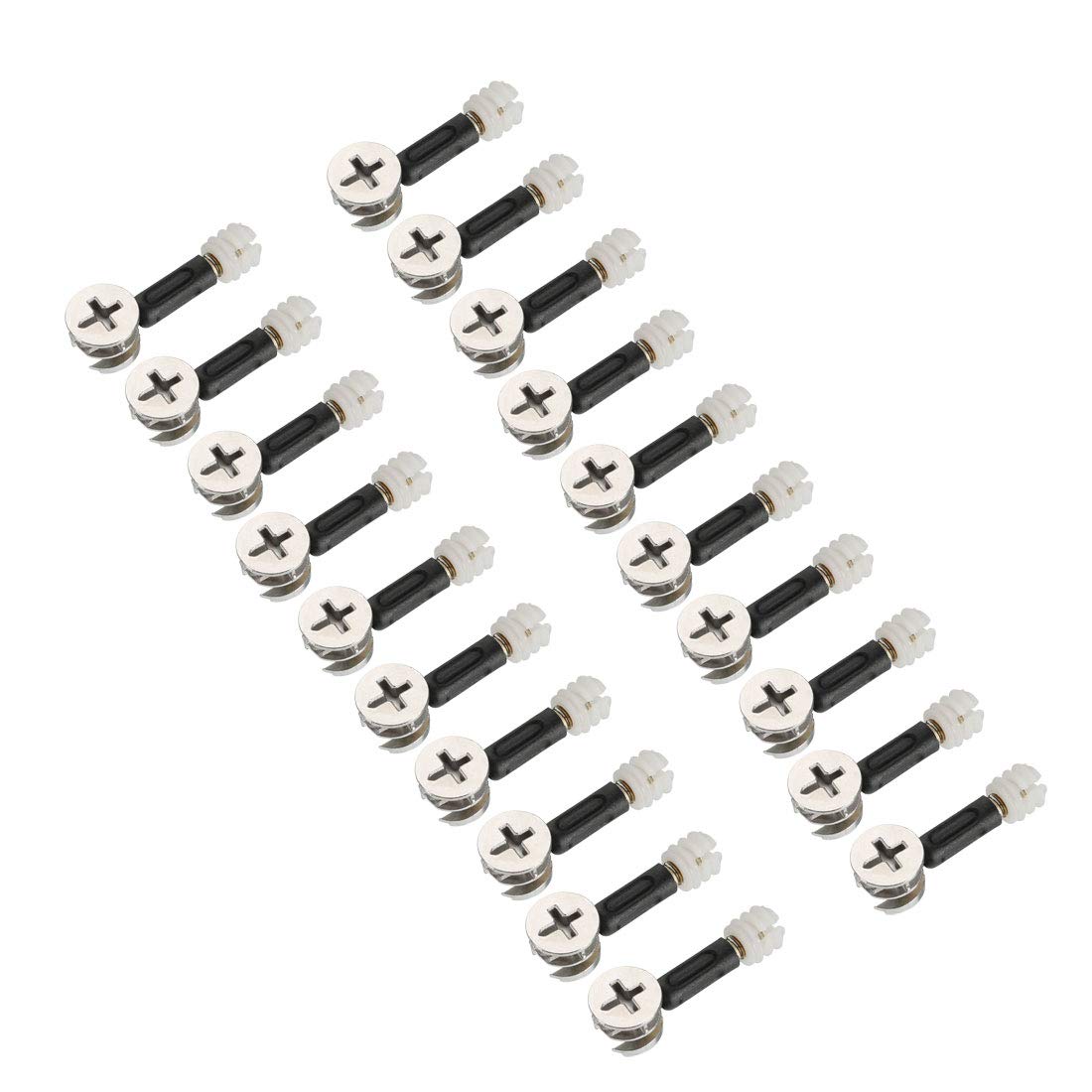 sourcing map 3-in-1 Furniture Connecting Kit 15mm OD Cam Fitting, M6x35mm Dowel Screws, 10.7mm OD Pre-inserted Nut 20 Sets