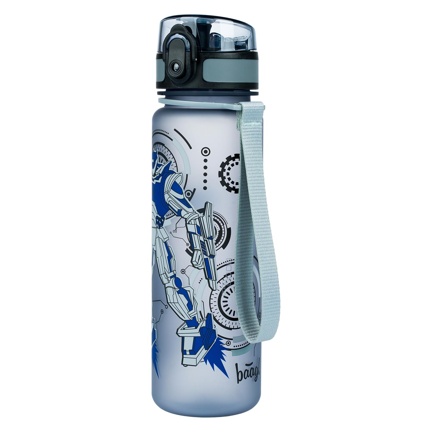 Baagl Children's Water Bottle, Leak-Proof Water Bottle, 500 ml, School and Sports Bottle for Boys and Girls, Tritan (Robot)