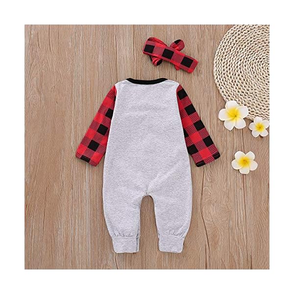 Rvbelbay Baby Girl Clothes Baby Girl Christmas Outfits HeartShaped Black and Red Plaid Long Sleeve Grey Romper Jumpsuit… - Image 5
