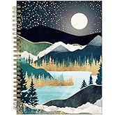Spiral Journal Notebook,A5 Hardcover Lined Journals for Women Girl 6 x 8.3 in,120 Pages Thick Paper,Cute College Ruled Writing Notebook for Gifts Office Work School(Abstract Landscape Mountain)