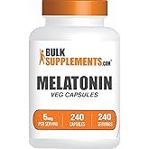BulkSupplements.com Melatonin 5 mg Capsules - Melatonin for Adults, Sleep Supplement - 5mg Melatonin per Serving, 1 Capsule per Serving, 240 Capsules (Pack of 1)