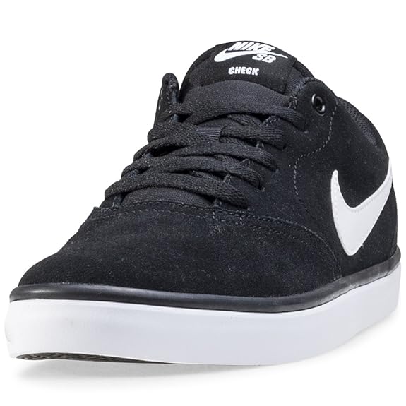 white nike shoes black check