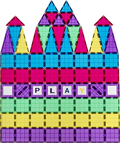 MAGEES Magnetic Building Blocks 100 Set - Magnet Toys Building, Strongest Magnets - Magnetic Tiles Includes Bonus 13 Piece Insert Alphabet Cards - 3D Magnet Toys - Original Magees - By Play22