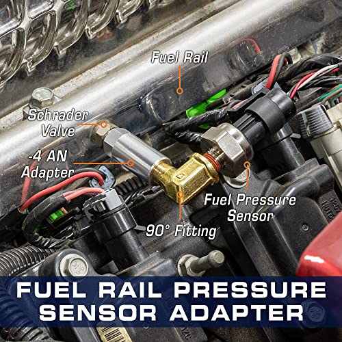 GlowShift 4 an Fuel Rail Fuel Pressure Sensor Thread Adapter