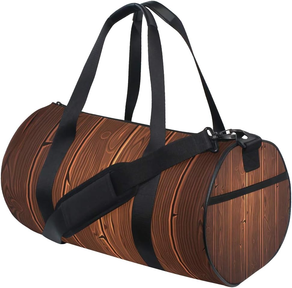 MONTOJ Brown Vertical Stripe Wooden Floor Duffel Bag Large Gym Duffle Bag
