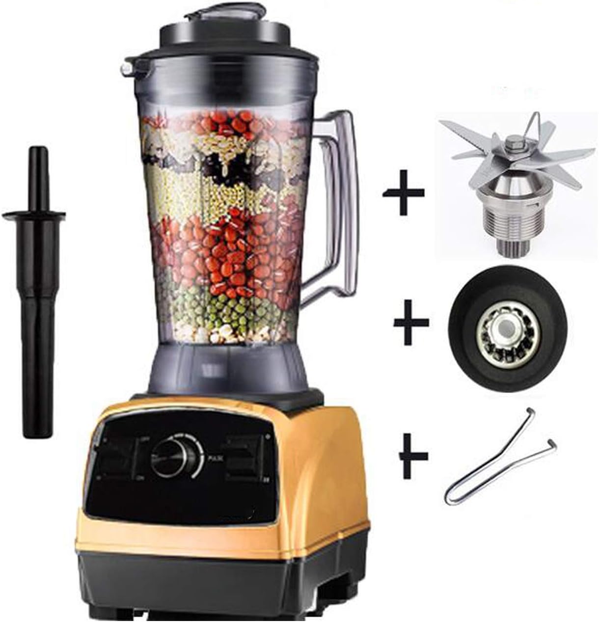 2800W 4.0L commercial professional smoothies powerful blender food mixer juicer with german motor technology,gold 3parts1,UK Plug