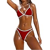 bahomebakini Womens 2 Piece Triangle Bikini Sets Sexy Cheeky Color Block Swimsuit High Cut Bathing Suits 2026 Crisscross