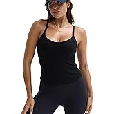 YAMILI Workout Tops for Women Casual Racerback Basic Tank 2025 Summer Camisole V Neck Slim Fit Ribbed Sleeveless Top