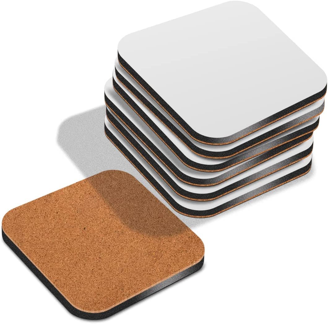 10cm 12cm MDF Blank Sublimation Coasters Cork Backed Square XL Jumbo Extra Large Coaster Sublimate Printing (50, 12cm)