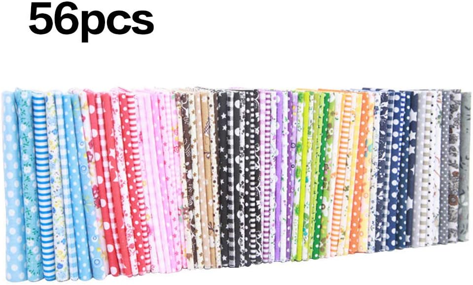 Aulley 56pcs Handmade Cotton Patchwork DIY Crafts Floral Cloth Home Decoration Fabric 25x25cm Color Random