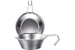 CAMPINGMOON Sierra Cup Set 2PC Stainless Steel Camping Cup Outdoor Cooking Measuring 310ml Fire Ready Stackable Cookware Back