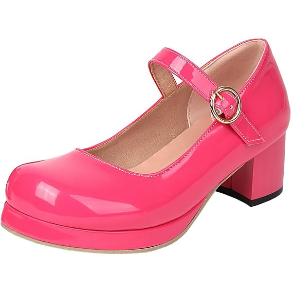 Amazon.com: DINTAHA Patent Mary Jane Platform Heels Square Toe