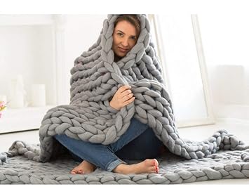 Decke Handgefertigtes Chunky Gestrickte Wolldecke Uberwurf Mode