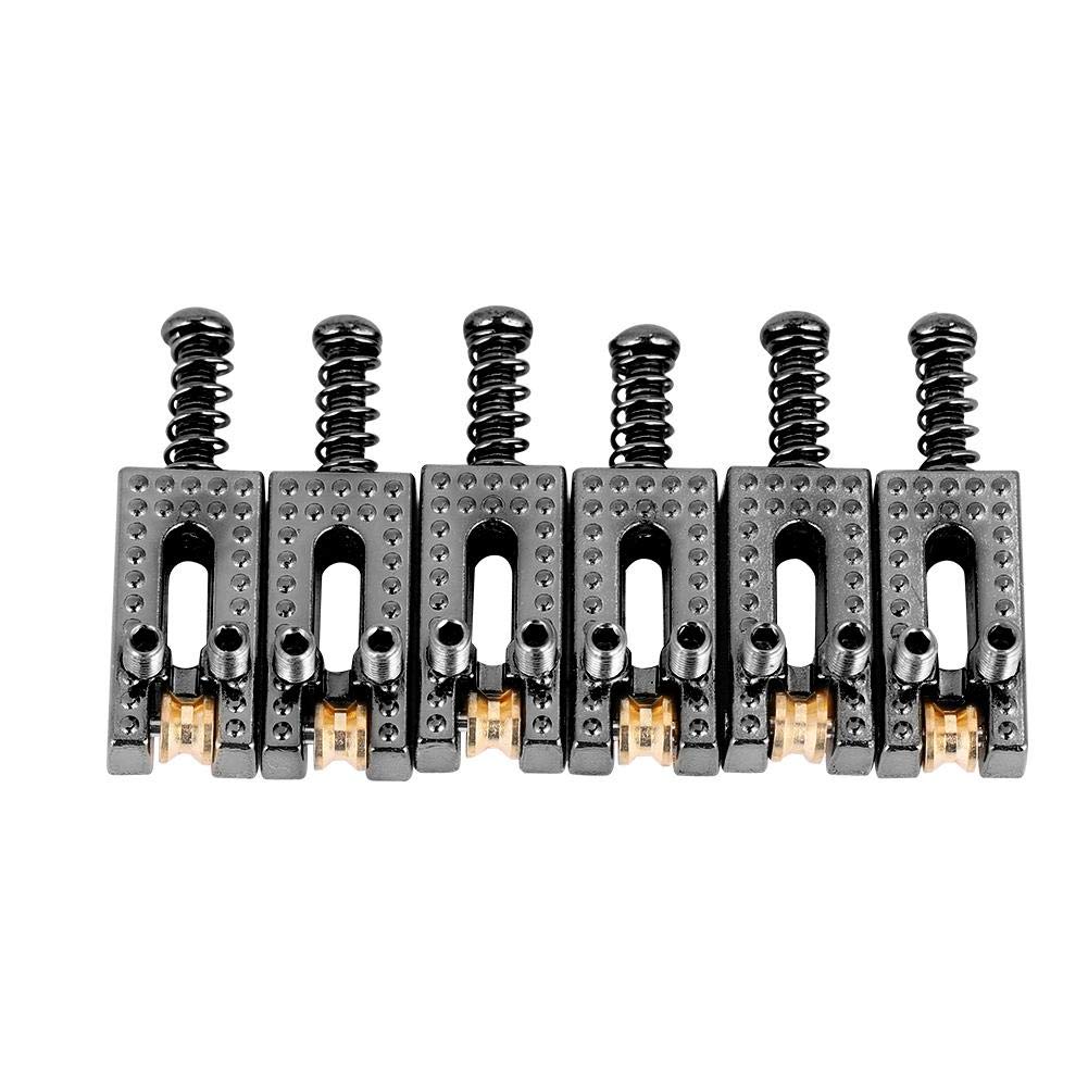 Dilwe Saddle for Electric Guitar, 6 Roller Bridge Saddles for Strat Tele Electric Guitar 4 colors(Black