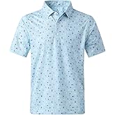 DEOLAX Mens Golf Shirt Moisture Wicking Dry Fit Performance Mens Polo Shirt Regular Fit Fashion Print Short Sleeve Polo