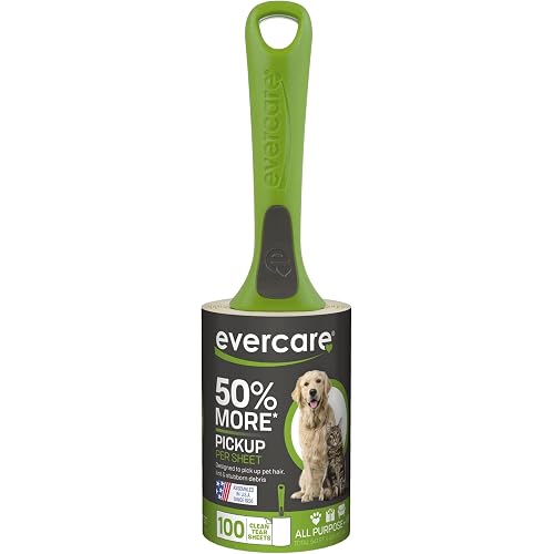 Evercare All Purpose Pet Hair Lint Roller, 100 Sheets – Reusable Sticky Roller for Pet Hair, Cat ...