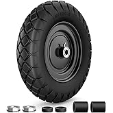 RONPOW 4.80/4.00-8 Flat Free Wheelbarrow Tire and Wheel, 16" Solid Puncture Proof Replacement Tires with 5/8" & 3/4" Bearings, 400Lbs Load, Universal Fit for Garden, Farm & Construction, 1Pack Black