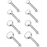 Lsnevsie 18G 20G 22G Astm F136 Titanium Nose Rings Studs Piercing Jewelry for Women Men Nose Nostril Piercing Jewelry Top Flat 1.5mm 2mm 2.5mm 3mm 4 Pair
