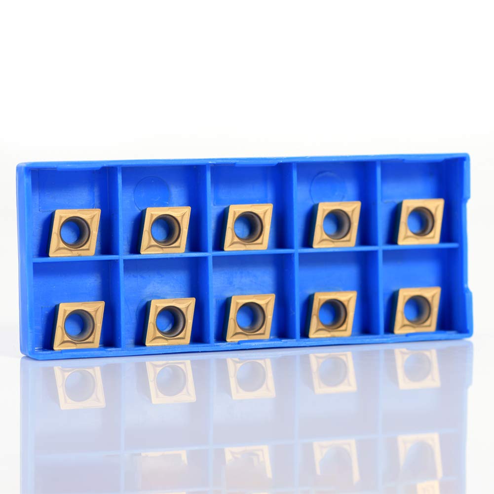 Akozon CNC Carbide Inserts, 10pcs Indexable Lathe Milling Inserts, Turning Tools with Box CCMT09t304 CCMT32.5