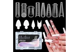 GELLAKTIK Nail Dual Forms for Poly Gel, 288PCS French Nail Forms, 8 Shapes, 12 Sizes Clear Poly Gel Nail Molds for DIY Nails Extension Kit for Salon-Quality Manicures at Home