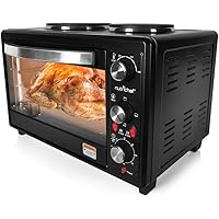 Updated Premium Version Multifunction Grill Oven, Dual Hot Plate, Toaster Oven w/Rotisserie, Grill/Griddle Top, Countertop Co