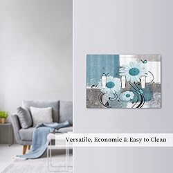 Flower Daisy Floral Teal Gray Abstract 3 Gang Light