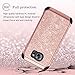 BENTOBEN Case for Galaxy S7 Edge, Luxury Glitter Bling 2 in 1 Hybrid Hard Covers Laminated Sparkly Shiny Faux Leather Chrome Shockproof Bumper Protective Case for Samsung Galaxy S7 Edge, Rose Gold