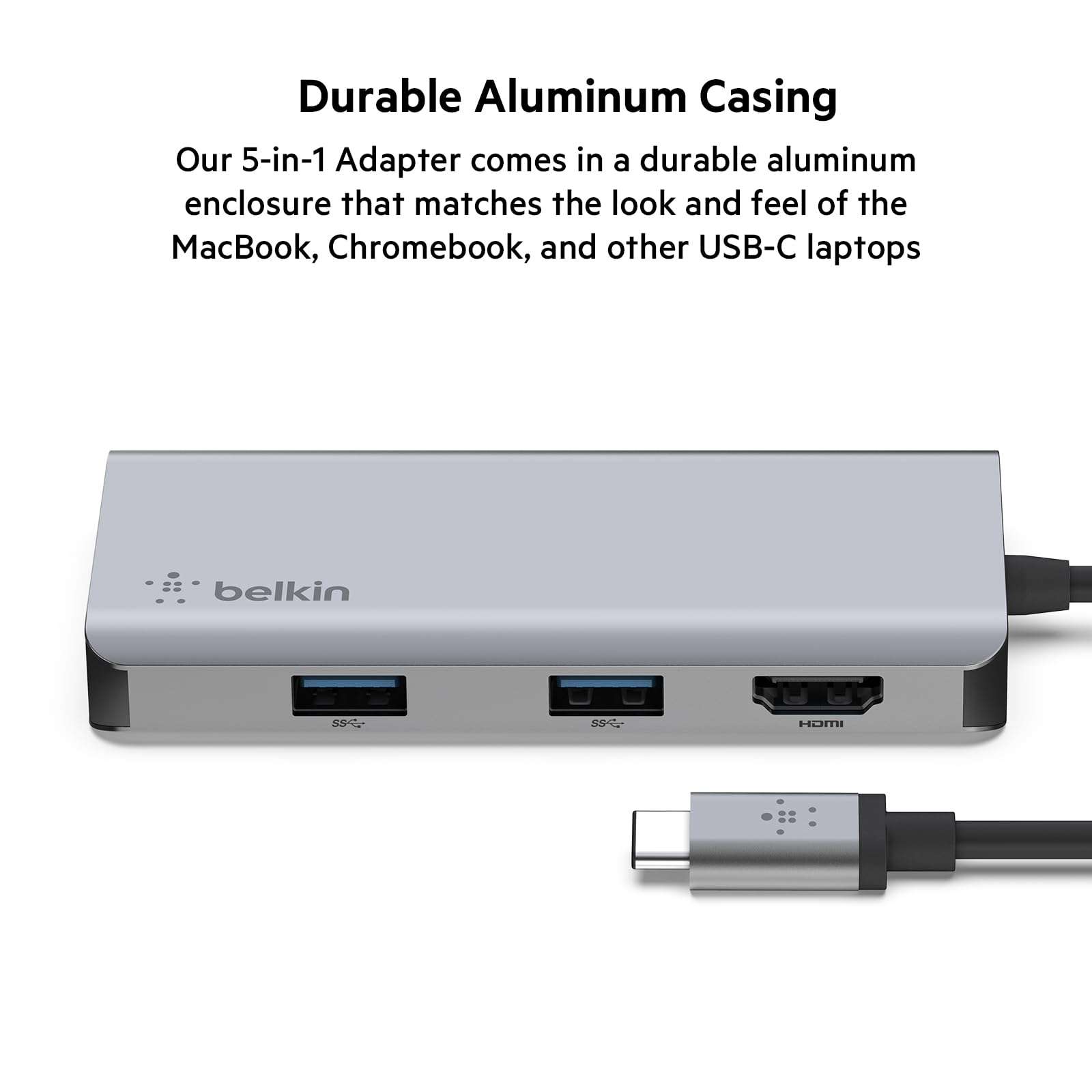 Belkin USB-C Hub, 5-in-1 MultiPort USB-C Docking Station for MacBook & Windows w/ 4K HDMI 1.4, 2x USB-A 3.1, SD 3.0, & Micro SD 3.0, & 5Gbps Data Transfer for Home, Office, & Travel, PVC002