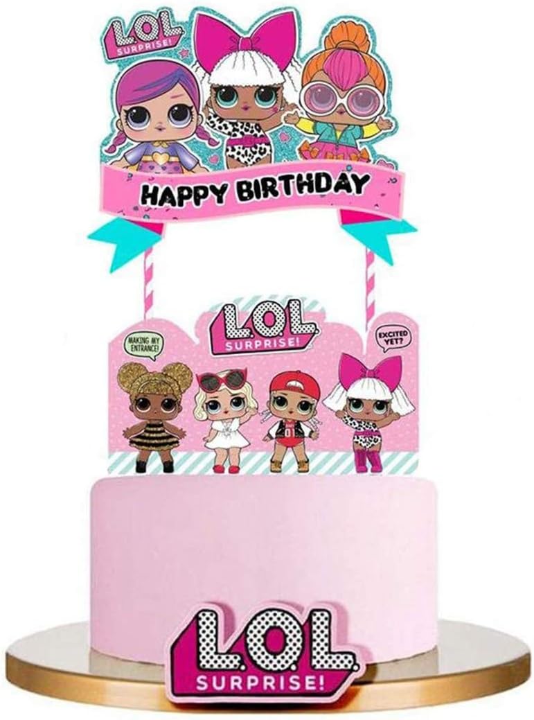 Jl04 25 Pcs L O L Dolls Cake Toppers Party Cake Stand Decorations For 1st Birthday Theme Party L O L Pink Cake Decorations For Baby Theme Party Toys Games Cupcake Toppers