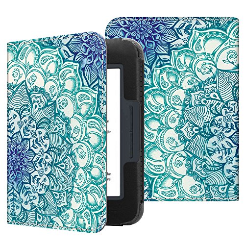Fintie Case for Nook GlowLight 3, Slim Fit Premium Vegan Leather Folio Cover for Barnes and Noble Nook GlowLight 3 eReader 2017 Release Model# BNRV520, Emerald Illusions