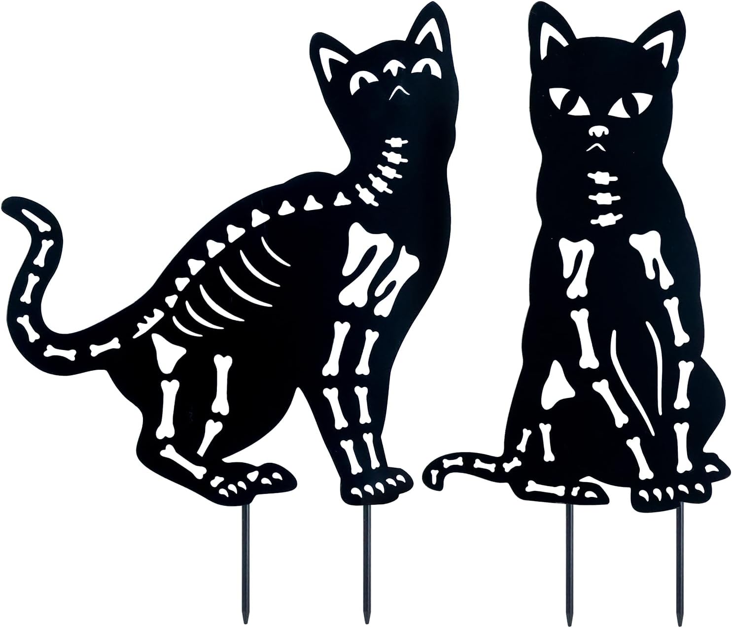 Decorative Garden Stakes - hogardeck Halloween Decorations Outdoor, Set of 2 Metal Cat Stakes Garden Decor Black cat Silhouette Stake Halloween Outdoor Statues, Yard Art Animal Halloween Decor for Lawn Patio